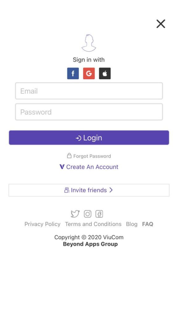 Login/Sign up page