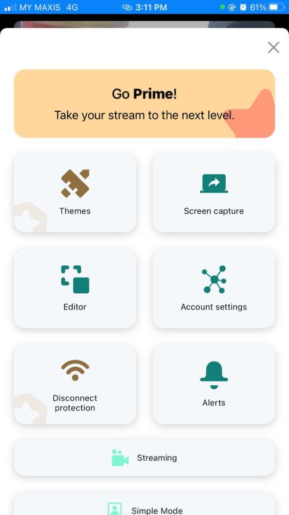 Streamlabs user menu